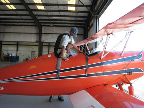 Me going for a flight in a Great Lakes at Chandler